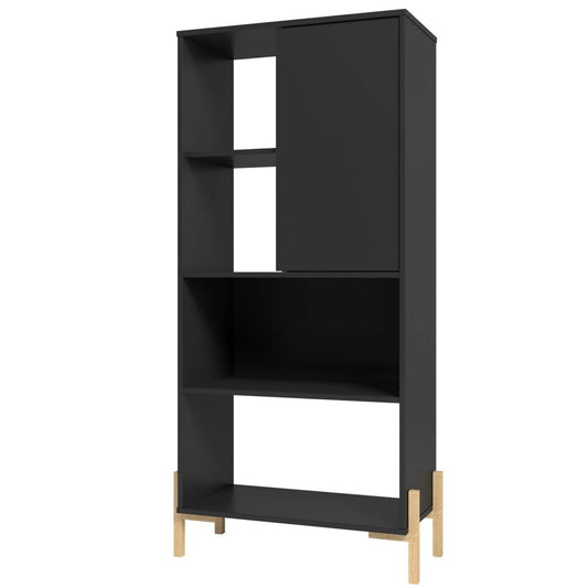 Bibliothèque Bowery de Manhattan Comfort avec 5 tablettes - noir et chêne