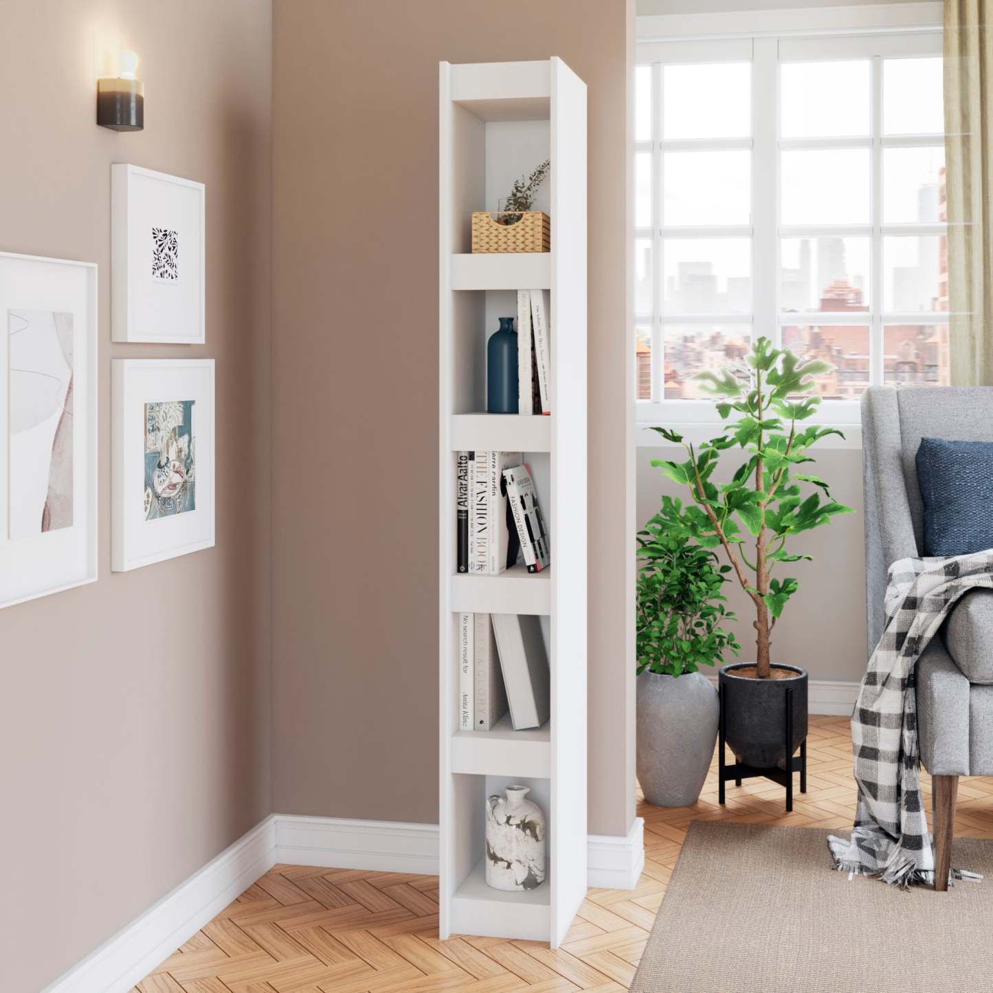 Bibliothèque précieuse Parana de Manhattan Comfort avec 5 tablettes - blanche