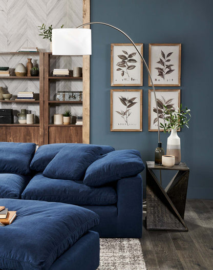 78 Lampadaire Arc en Acier Brossé avec Abat-Jour en Lin|Lampe à pied arquée de 78 po acier brossé avec abat-jour en lin