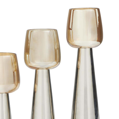 Bougeoir en verre et acier inoxydable 8/10/12 - Ensemble de 3|Bougeoir de 8 po/10 po/12 po en verre et acier inoxydable - ensemble de 3