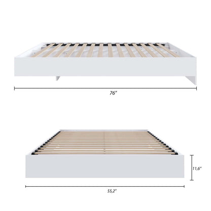 Lit plateforme double Nordika - Blanc | Lit plateforme double Nordika - blanc | D08HC3NV