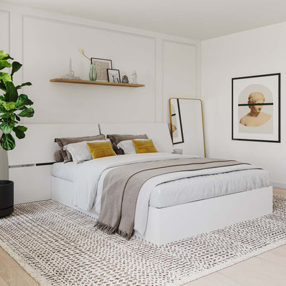 Tête de lit à panneau panoramique pour grand lit Nordika - Blanc | Tête de lit à panneaux panoramiques Nordika pour grand lit - blanche | D08HLJWW