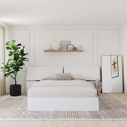 Tête de lit à panneau panoramique pour grand lit Nordika - Blanc | Tête de lit à panneaux panoramiques Nordika pour grand lit - blanche | D08HLJWW