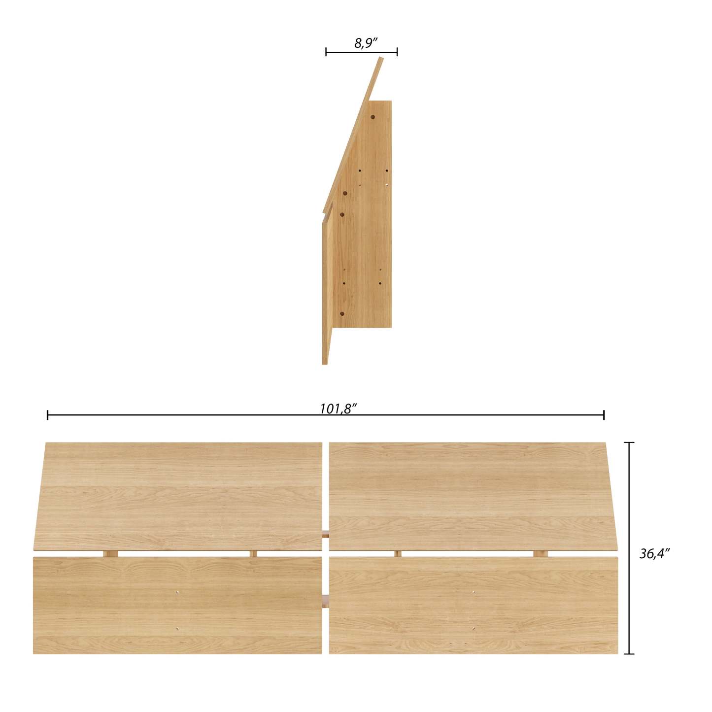 Tête de lit à panneau panoramique pour grand lit Nordika - Érable naturel | Tête de lit à panneaux panoramiques Nordika pour grand lit - érable naturel | D08H9P1V