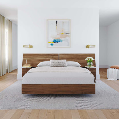 Tête de lit à panneau panoramique pour grand lit Nordika - Noyer | Tête de lit à panneaux panoramiques Nordika pour grand lit - noyer | D08H4W7B