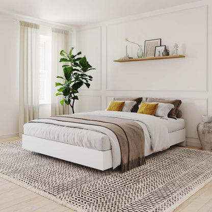 Lit plateforme queen Nordika - Blanc | Grand lit plateforme Nordika - blanc | D08HT2XR