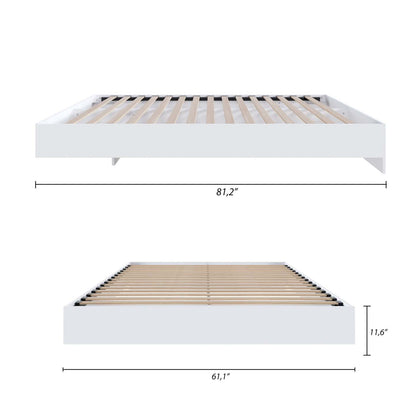 Lit plateforme queen Nordika - Blanc | Grand lit plateforme Nordika - blanc | D08HT2XR
