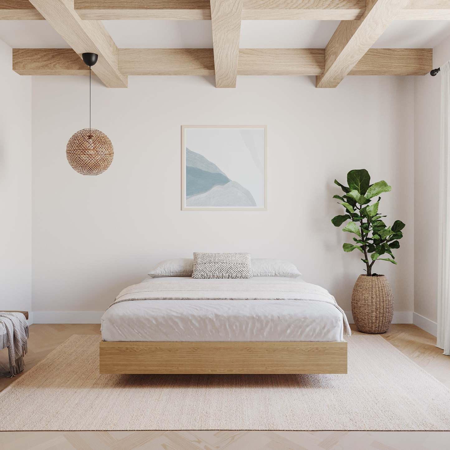 Lit plateforme queen Nordika - Érable naturel | Grand lit plateforme Nordika - érable naturel | D08HR72C