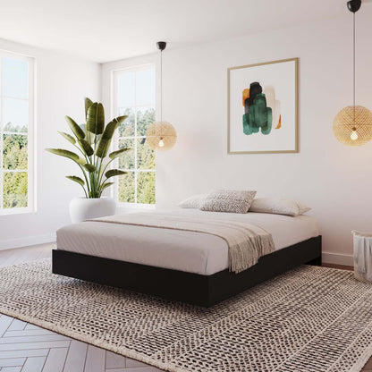 Lit plateforme double Nordika - Noir | Lit plateforme double Nordika - noir | D08HHLMB