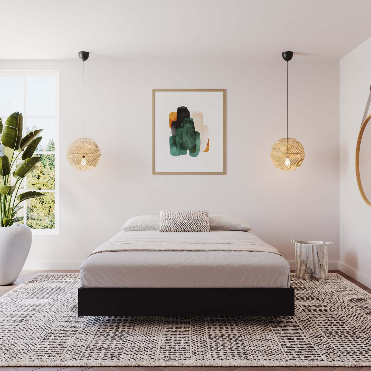 Lit plateforme double Nordika - Noir | Lit plateforme double Nordika - noir | D08HHLMB