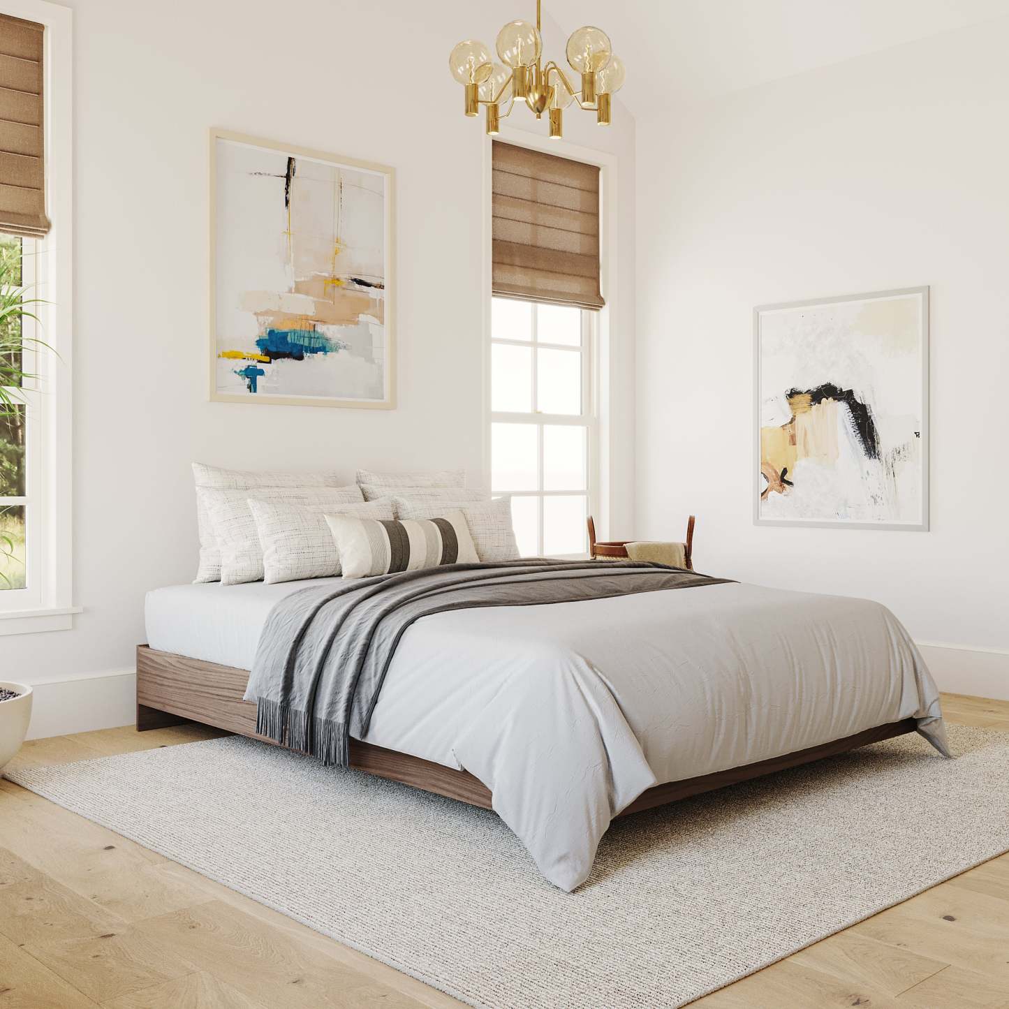 Lit plateforme queen Nordika - Noyer | Grand lit plateforme Nordika - noyer | D08HZN13