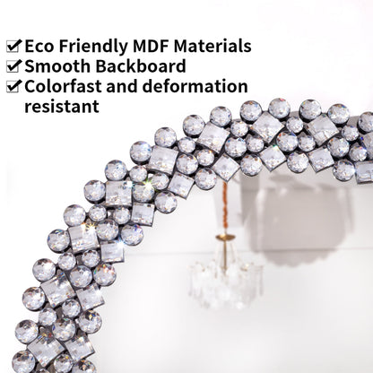 Miroir mural rond à accent de cristal