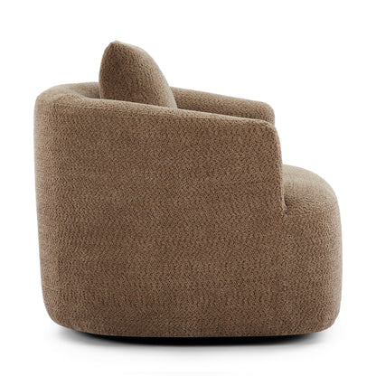 Fauteuil pivotant à 360°, fauteuil d'appoint Boucle 38,2 avec coussin décoratif, fauteuil tonneau rembourré avec accoudoirs incurvés