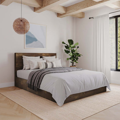 Tête de lit à panneau complet Nordika - Truffe | Tête de lit à panneaux Nordika pour lit double - truffe | D08H3Y5R