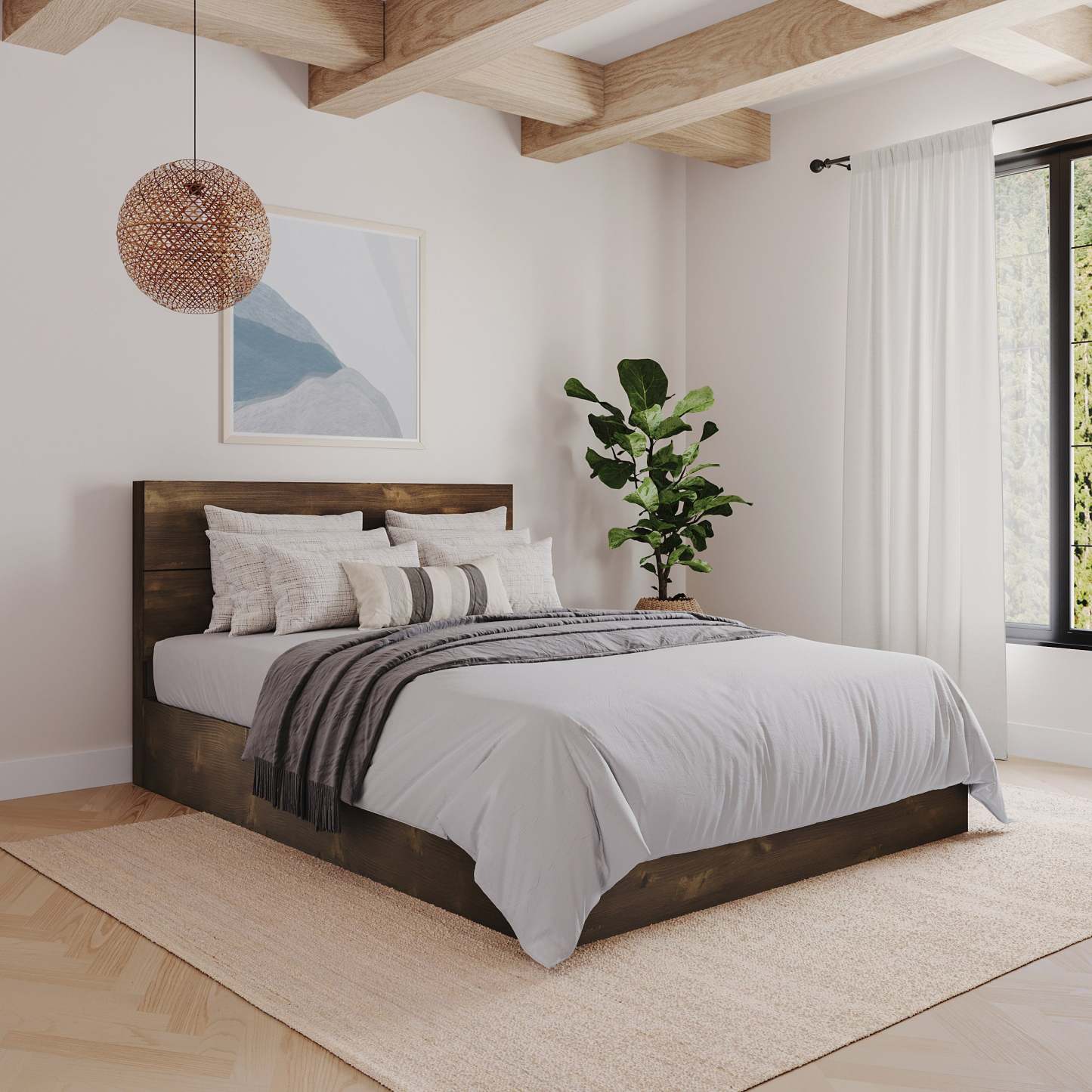 Tête de lit à panneau pour grand lit Nordika - Truffe | Tête de lit à panneaux Nordika pour grand lit - truffe | D08HPRX6