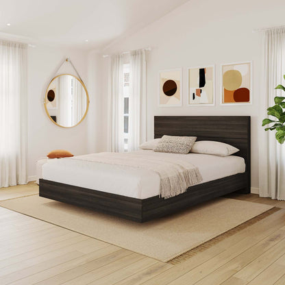 Tête de lit à panneau pour grand lit Nordika - Ébène | Tête de lit à panneaux Nordika pour grand lit - ébène | D08HFIOS