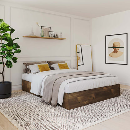 Lit plateforme queen Nordika - Truffe | Grand lit plateforme Nordika - truffe | D08HX19J