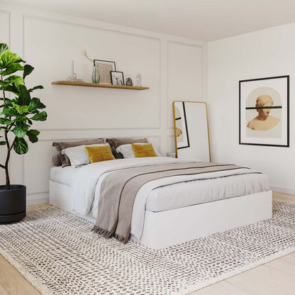 Lit plateforme double Nordika - Blanc | Lit plateforme double Nordika - blanc | D08HK8XO