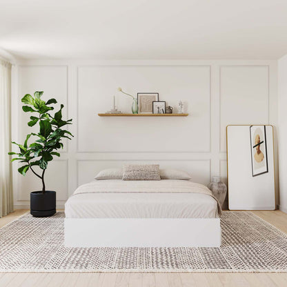 Lit plateforme queen Nordika - Blanc | Grand lit plateforme Nordika - blanc | D08HI1G6