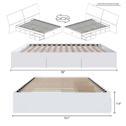 Lit plateforme double Nordika - Blanc | Lit plateforme double Nordika - blanc | D08HK8XO