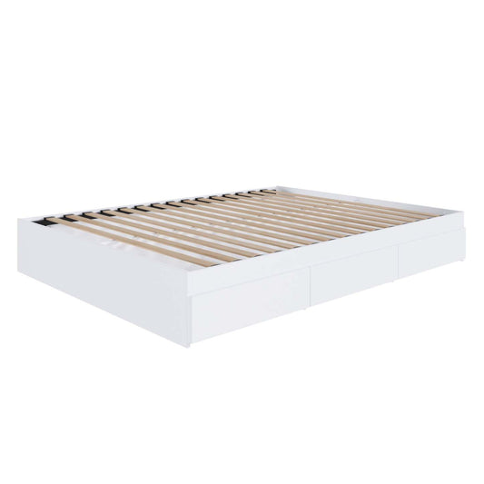 Lit plateforme queen Nordika - Blanc | Grand lit plateforme Nordika - blanc | D08HI1G6