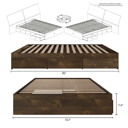 Lit plateforme double Nordika - Truffe | Lit plateforme double Nordika - truffe | D08HSAN7
