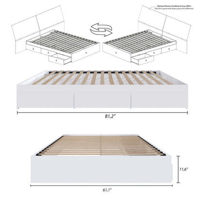 Lit plateforme queen Nordika - Blanc | Grand lit plateforme Nordika - blanc | D08HI1G6