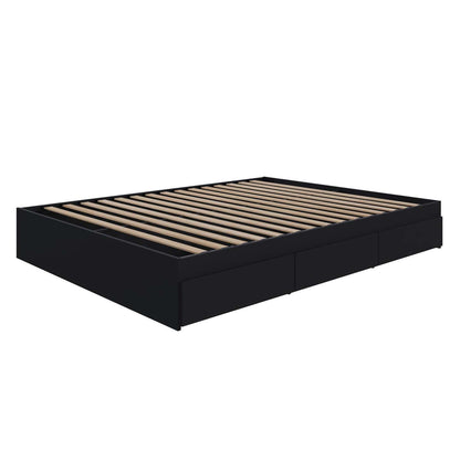 Nordika Lit plateforme avec rangement queen - Noir | Grand lit plateforme Nordika avec rangement - noir | D08HPTSO