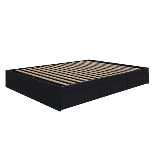 Nordika Lit plateforme avec rangement queen - Noir | Grand lit plateforme Nordika avec rangement - noir | D08HPTSO