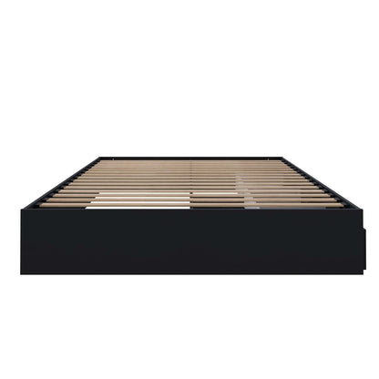 Lit plateforme simple avec rangement Nordika - Noir | Lit plateforme simple Nordika avec rangement - noir | D08H2OMN