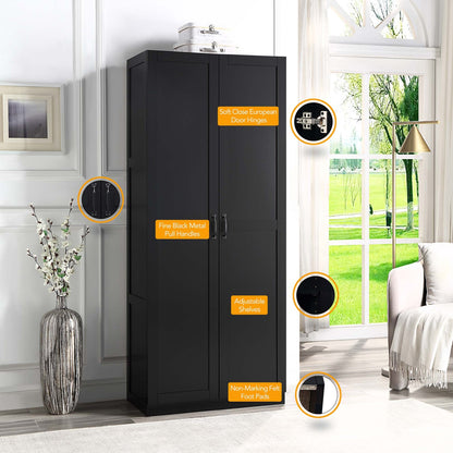 Manhattan Comfort Hopkins Modern Storage Closet - Black|Armoire de rangement autoportante moderne Hopkins de Manhattan Comfort avec 7 tablettes - blanche