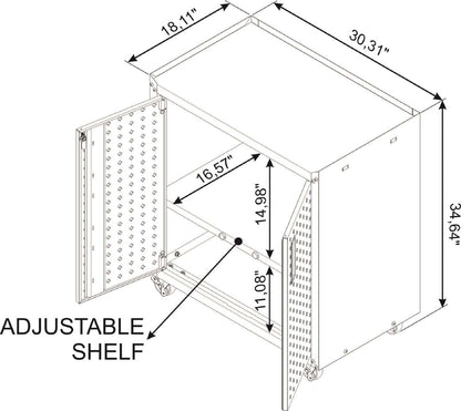 Manhattan Comfort Fortress Textured Metal 31.5 Garage Mobile Cabinet with 2 Adjustable Shelves - White|Armoire mobile Fortress de Manhattan Comfort de 31,5 po en métal texturé avec 2 tablettes réglables pour le garage - blanche