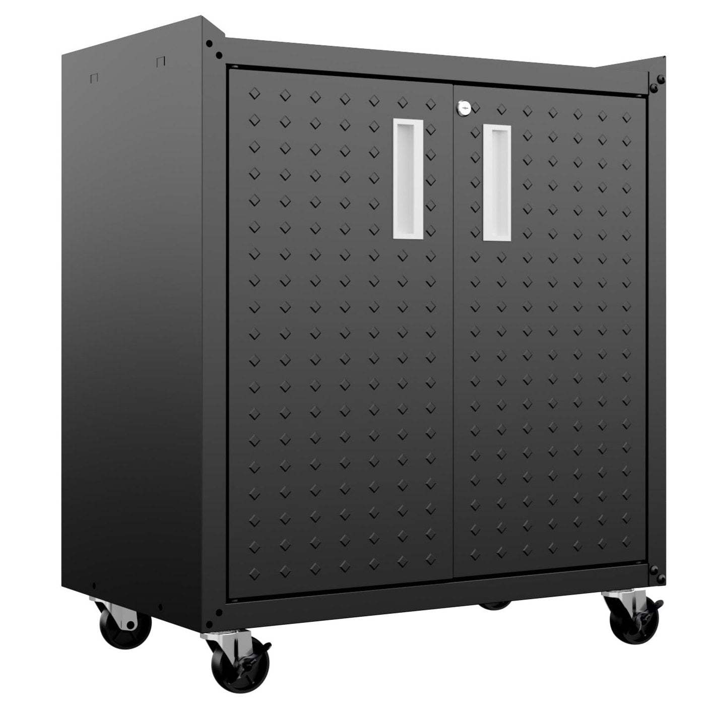 Manhattan Comfort Fortress Textured Metal 31.5 Garage Mobile Cabinet with 2 Adjustable Shelves - Charcoal Grey|Armoire mobile Fortress de Manhattan Comfort de 31,5 po en métal texturé avec 2 tablettes réglables pour le garage - gris anthracite