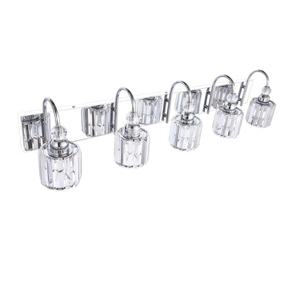 Applique murale moderne chromée/noire/dorée au-dessus d'un miroir, en cristal, pour salle de bain et toilettes.