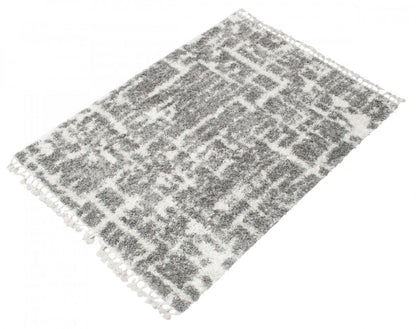 Helma Urban Cream, Dark Grey Shag 6'7 X 9'6 Area Rug|Carpette à poil long Helma Urban gris foncécrème 6 pi 7 po x 9 pi 6 po|D86FZMID