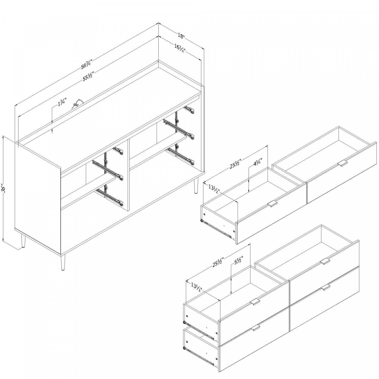 Commode à 6 tiroirs Hype - Chêne d'hiver | Commode Hype 6 Tiroirs - Chêne Hivernal