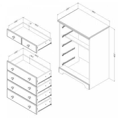 Commode 5 tiroirs Summer Breeze - Pin blanc|Commode verticale Summer Breeze à 5 tiroirs - pin blanc