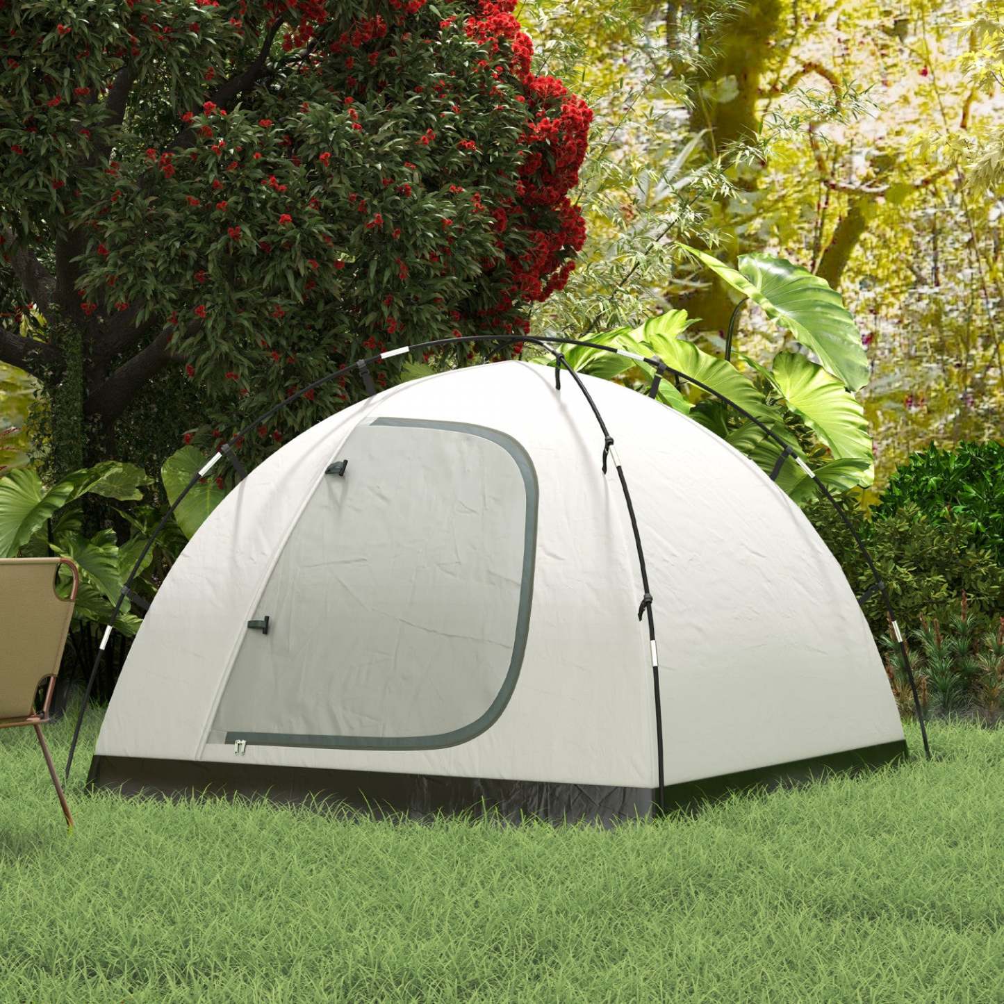 Outsunny Tente de Camping 3-4 Personnes, Tente Dôme Facile à Installer avec Porche
