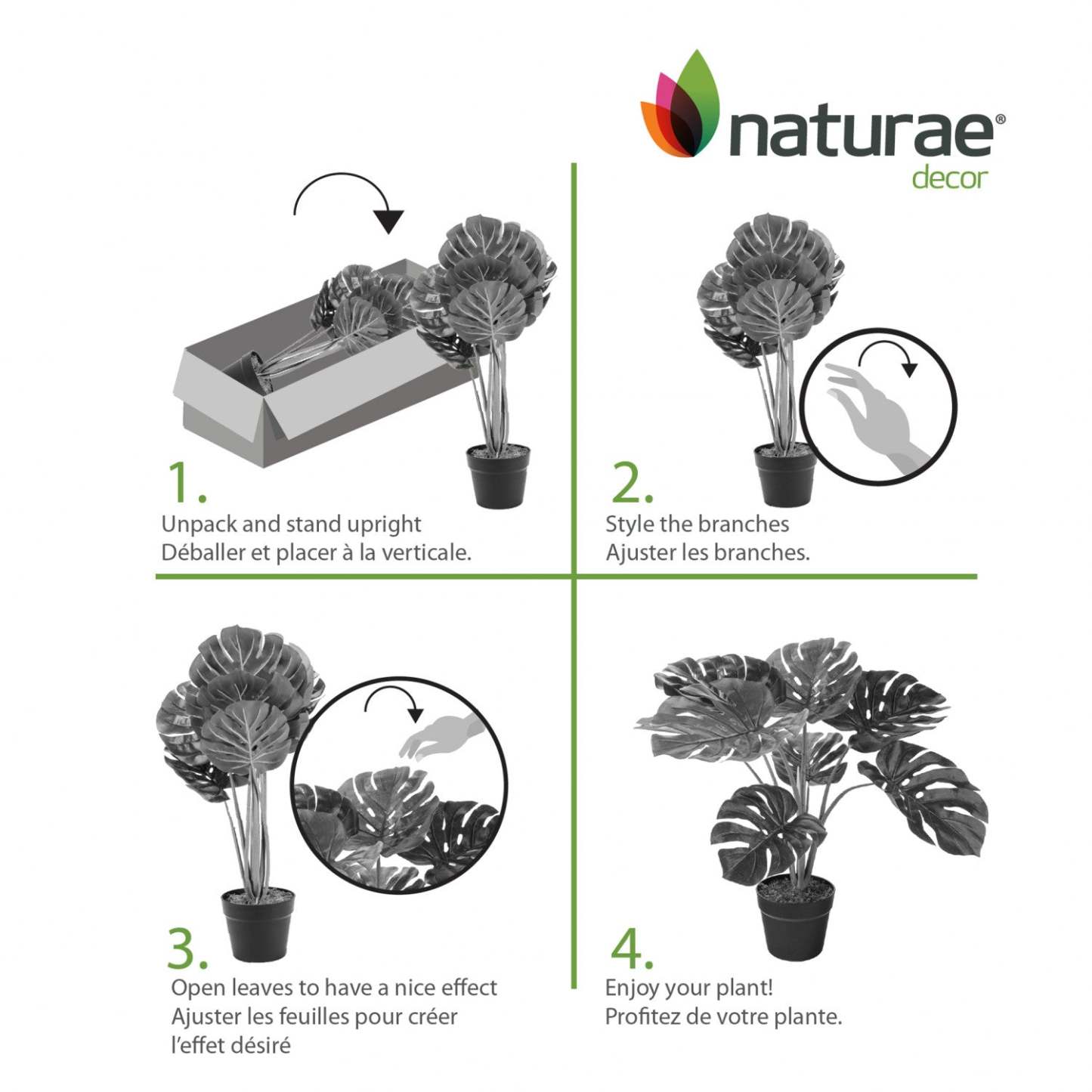 Artificiel 23 Monstera en pot noir | Monstera artificiel de 23 po en pot noir | D10H0AV9