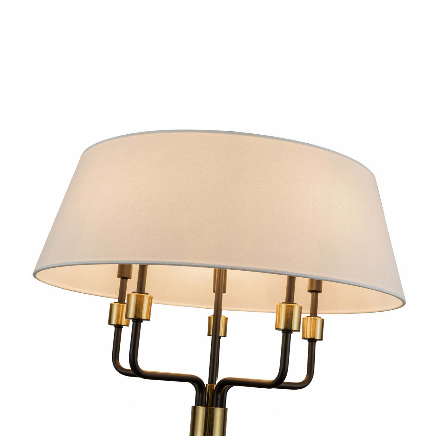 Providence 5 Light Pendant, Black, Brushed Brass Lamp | Suspension A 5 lampes Providence, Noir, Laiton Brosse