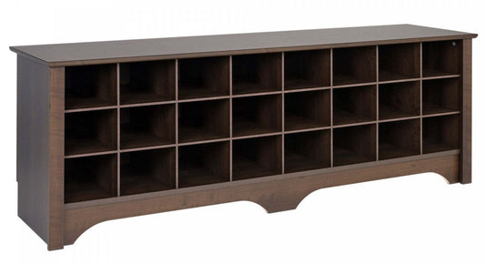 Twenty-Four Pair Shoe Storage Cubby Bench - Espresso|Banc à compartiments de rangement pour 24 paires de chaussures - espresso