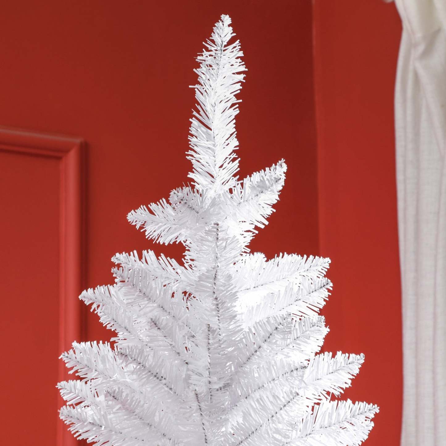 Homcom Arbre de Noël artificiel en forme de crayon de 7 pieds de haut avec base en acier, blanc|Homcom Arbre de Noël artificiel de 7 pi de haut avec base en acier, blanc