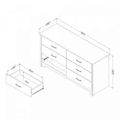 Commode Fusion à 6 tiroirs - Chêne gris | Commode Fusion 6 Tiroirs - Chêne Gris