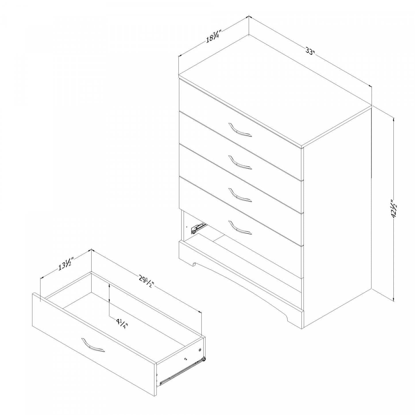 Commode 5 tiroirs Step One - Noir pur | Commode 5 tiroirs Step One - Noir uni