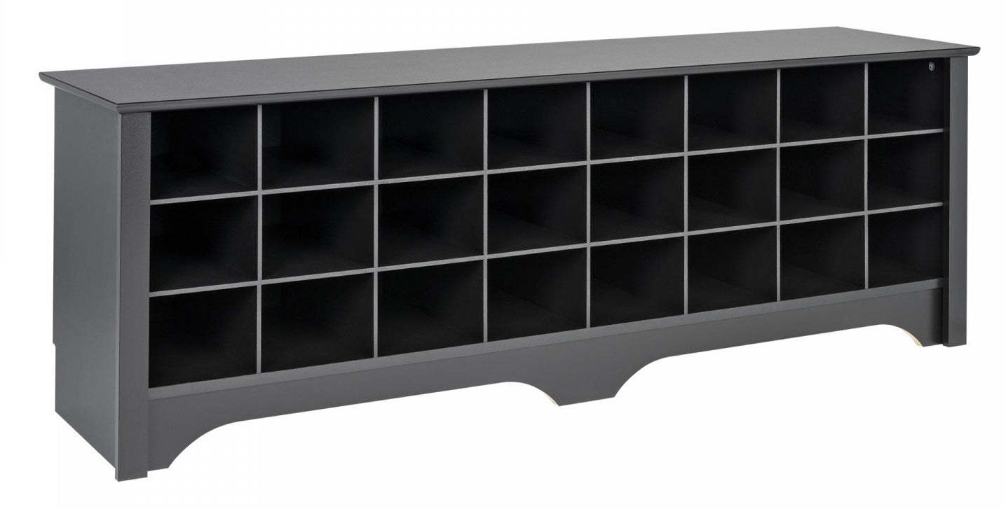 Twenty-Four Pair Shoe Storage Cubby Bench - Black|Banc à compartiments de rangement pour 24 paires de chaussures - noir
