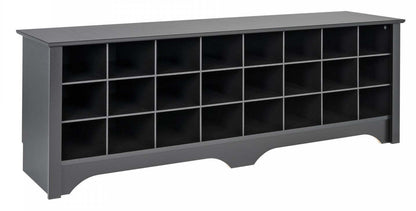 Twenty-Four Pair Shoe Storage Cubby Bench - Black|Banc à compartiments de rangement pour 24 paires de chaussures - noir