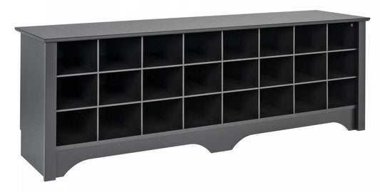 Twenty-Four Pair Shoe Storage Cubby Bench - Black|Banc à compartiments de rangement pour 24 paires de chaussures - noir
