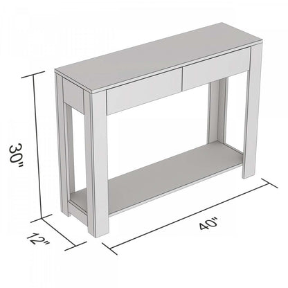 Console de 40 po avec 2 tiroirs et tablette - cappuccino