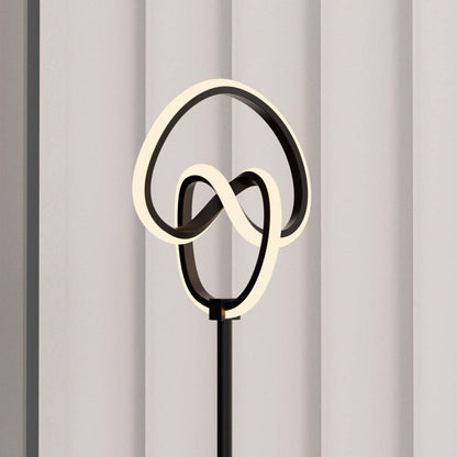 58 Lampadaire LED Design Cercle Torsadé Noir Mat | Lampe à pied à conception circulaire tordue à DEL de 58 po noir mat