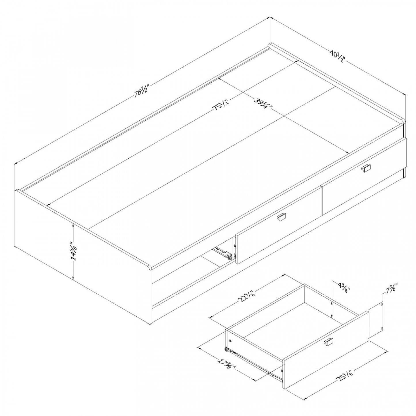 Lit coffre Spark Matelot 3 Tiroirs - Blanc pur | Spark Lit Matelot 3 Tiroirs - Blanc Solide